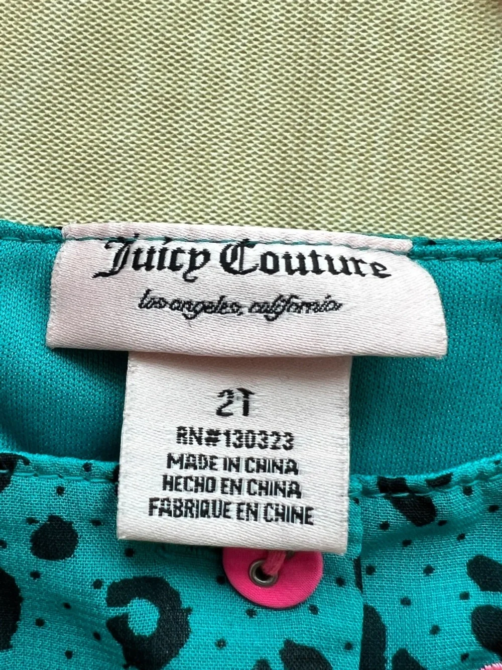 Juicy Couture Romper toddler Size 2T Green Leopard Print W/Pink Bows